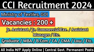 CCI Recruitment 2024  Central Govt Permanent Job  Latest Govt Jobs 2024 [upl. by Zipnick]