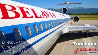 Timelapse Flight Belavia Tupolev Tu154 Minsk to Geneva [upl. by Adella]