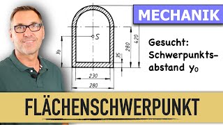 Flächenschwerpunkt zusammengesetzte Fläche  Halbkreisfläche  Schwerpunktslehre [upl. by Malti]