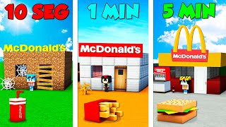 NOOB VS PRO CONTRUIR UN MCDONALD’S EN 10 SEGUNDOS  1 MINUTO  5 MINUTOS EN MINECRAFT [upl. by Gilberto]