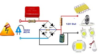 Convert 220v AC to 12v DC without transformer acdc [upl. by True870]