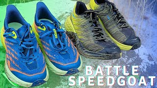 Running shoe Battle Hoka Speedgoat 5 vs Hoka EVO Speedgoat [upl. by Enoval]