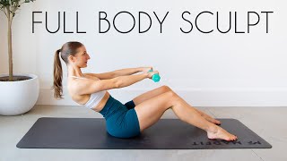 30 MIN FULL BODY SCULPT  Low Impact Pilates Style Light Weights [upl. by Bendicty]