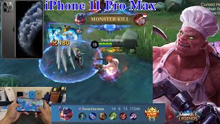 iPhone 11 Pro Max Mobile Legends Game Test in 2024 Max Graphics 60FPS  franco Gameplay [upl. by Ynwat]