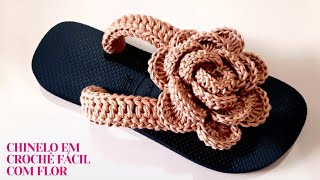 CHINELO CUSTOMIZADO EM CROCHÊ COM FLOR RÁPIDA E FÁCIL DE FAZER [upl. by Lotsirb692]