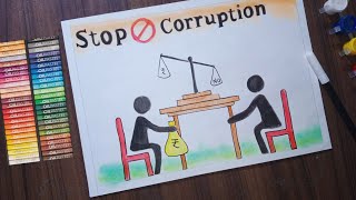 Anti Corruption Day Poster  Drawing amp Painting On Stop Corruption  Easy Drawing [upl. by Enait]