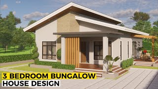 3 BEDROOM BUNGALOW HOUSE DESIGN  8x12 Meters [upl. by Hsiri]