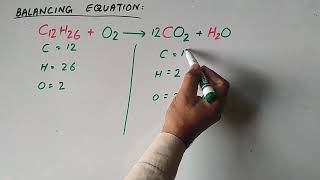 How to balance C12H26O2CO2H2O Combustion of C12H26 [upl. by Zonnya923]