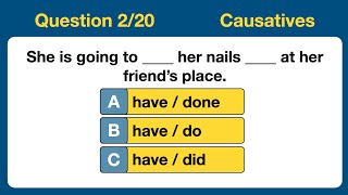 20 Question Quiz on Causatives ENGLISH GRAMMAR B1B2 Level HAVEGETMAKELET englishgrammar [upl. by Aiden977]