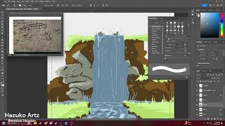 Forest of Waterfalls  Speedpaint  A Township Tale  Photoshop [upl. by Muir]