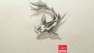 Koi Fish drawing 🐠 Fish Drawing  step by step drawing  3D drawing [upl. by Ahsam]