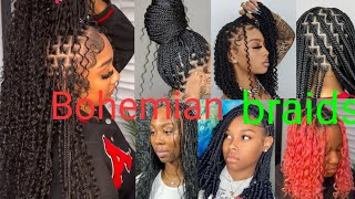 Knotless Braids Hairstyles 2024 Bohemian Braids styles🔥 [upl. by Relyks]