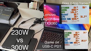 Lenovo 230W vs 300W power supply  Legion laptops  USBC PD charging [upl. by Suirad]