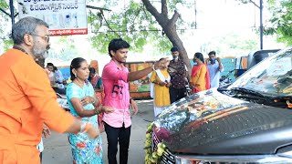 Kotha Car ki Mancherial lo pooja 🥰😍🤗 [upl. by Chung]