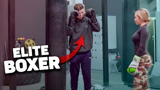 Elite BOXER pretended to be a beginner  Coachs prank [upl. by Enilhtak726]