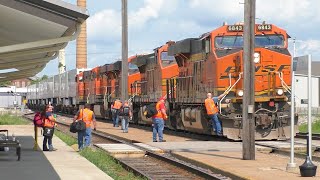 7132021  Trains Receiving Crew Changes at Fort Madison IA [upl. by Oludoet]