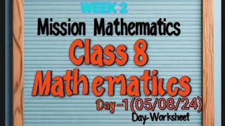 quotClass 8 Maths WEEK 2 Day 105082024 Worksheet Solutions  Maths Solutionsquot [upl. by Kassey]