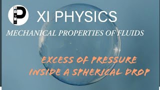 Excess of pressure inside a spherical dropMECHANICAL PROPERTIES OF FLUIDSNCERTB XI Physics [upl. by Reffinnej488]