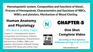 Chapter5  Hematopoietic system Composition and functions of blood  HAP  DPharma 1st year Class [upl. by Helen]