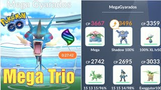 Pokémon go  Mega gyarados trio raid  3 players mega raid [upl. by Thisbee]