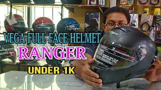 VEGA  FULL FACE HELMET  RANGER  UNDER 1K  HELMET REVIEW AND FEATURES  DETAIL IN HINDI [upl. by Macfarlane]