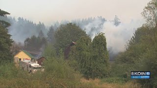 4alarm brush fire sparks in Forest Grove [upl. by Bowe]