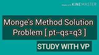 3 Monges Method Problem Solution ptqsq3 in Hindi Monge second order pde lecture Full explain [upl. by Nerrual]