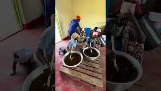 Stirring Shea Butter To Solidify sheabutter handmade sustainable [upl. by Nylrehc]