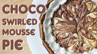 SWIRLED CHOCOLATE MOUSSE PIE EggFree  Recipe  Baking Cherry [upl. by Esoj]