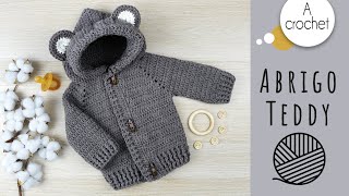 Chaquetita chambrita chompa abrigo o saquito a crochet para bebe de 3 a 6 meses [upl. by Yentihw]