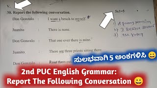 2nd puc English Grammar  Report the following conversation 🔥 2nd puc English Grammar Report speech [upl. by Enyluqcaj]