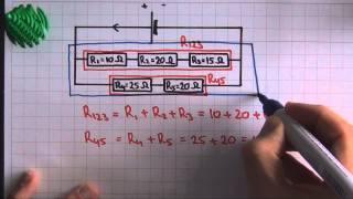 Elektriciteit vervangingsweerstand gemengde schakeling  voorbeeld  natuurkunde [upl. by Dunton]