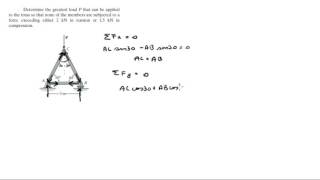 Determine the greatest load P that can be applied to the truss [upl. by Airec]