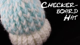 Loom Knitting Checkerboard Hat [upl. by Mclaughlin]