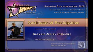 Accordion Star International 2024 Klaudia Jokiel Poland Cat 4 14 and Under [upl. by Airamesor]