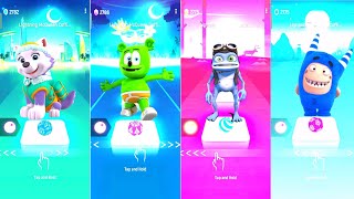 Paw Patrol Song 🆚 Gummy bears song 🆚 Alex F Song 🆚 Oddbods Pogo song  Tiles hop EDM RUSH GAME 🎶🎶 [upl. by Jacky708]