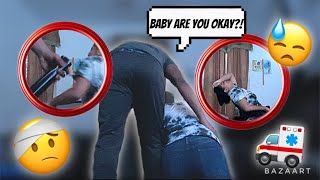 I PASSED OUT PRANK ON MY BOYFRIEND i actually hurt myself 😭 [upl. by Neeven162]