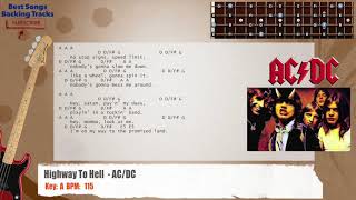 🎻 Highway To Hell  ACDC Bass Backing Track with chords and lyrics [upl. by Kanya648]