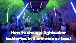 How to Replace Savis’s workshop Lightsaber batteries starwars disney [upl. by Dnomsaj]