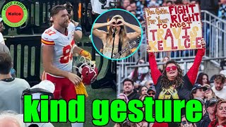 Travis Kelce thoughtful gives gloves to Carolina Panthers fans at Bank of America Stadium [upl. by Macey]