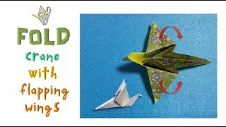 Crane with flapping wings origami  Easy origami for beginners ツル [upl. by Jessamyn]