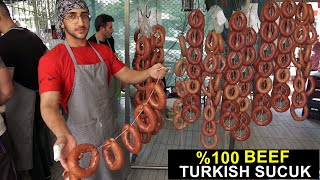 Turkish Beef Sucuk Recipe Traditional Spicy Big Meat Sausage [upl. by Crutcher]