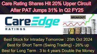 Care Rating having perfect levels to buy fir Intraday Short Term amp Long Term Trade Stock jump 20 [upl. by Knitter]