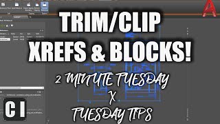 AutoCAD How to Clip or Trim Xrefs external references and Blocks  2 Minute Tuesday [upl. by Evetta260]