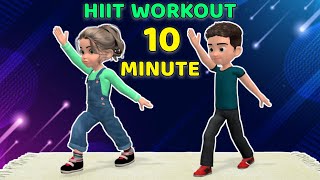 10 MINUTE HIIT WORKOUT FOR KIDS  INDOOR EXERCISE [upl. by Nohsav]