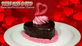 Mini Chocolate Valentines Cake With Dark Chocolate Ganache [upl. by Anailuj]