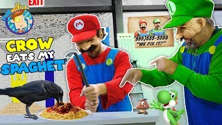 MARIO BROS FIX UP OLD BALDIS BASICS SCHOOL Crow vs Crowbar FUNnel Family Skit Vision [upl. by Holden143]