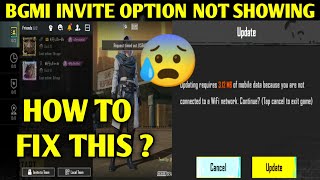 😰BGMI INVITE OPTION NOT SHOWING  HOW TO FIX THIS PROBLEM IN BGMI [upl. by Aerdno163]