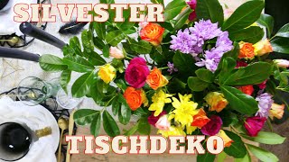 Tischdeko mit Blumen aus dem Discounter  DIY Silvesterdeko Idee mit Lichterast [upl. by Meggy40]