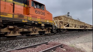 GREX Conveyor System Ballast Train Strong BNSF 7991 ES44C4 Lead Engine 4KHDR [upl. by Ayojal]